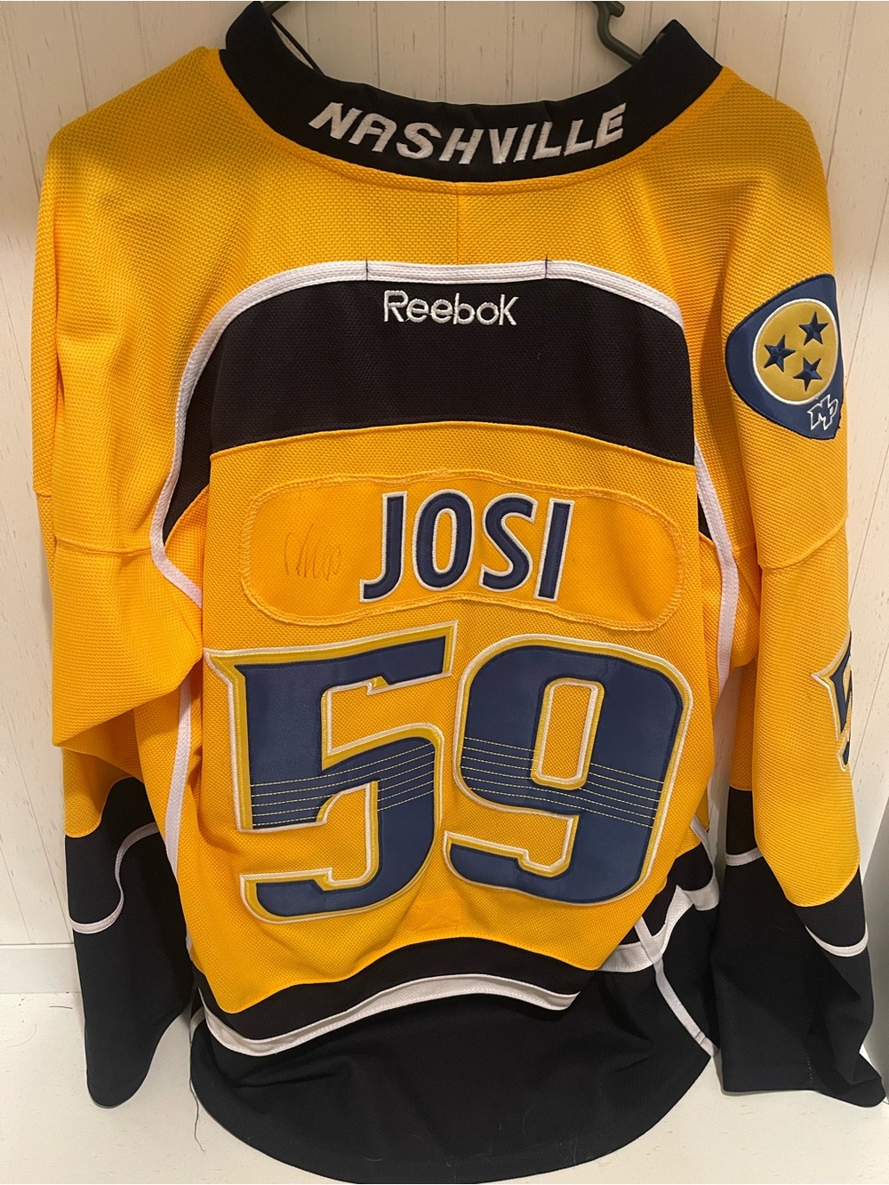 Roman Josi #59 Nashville Predators Gold Reebok Jersey Signed Autographed